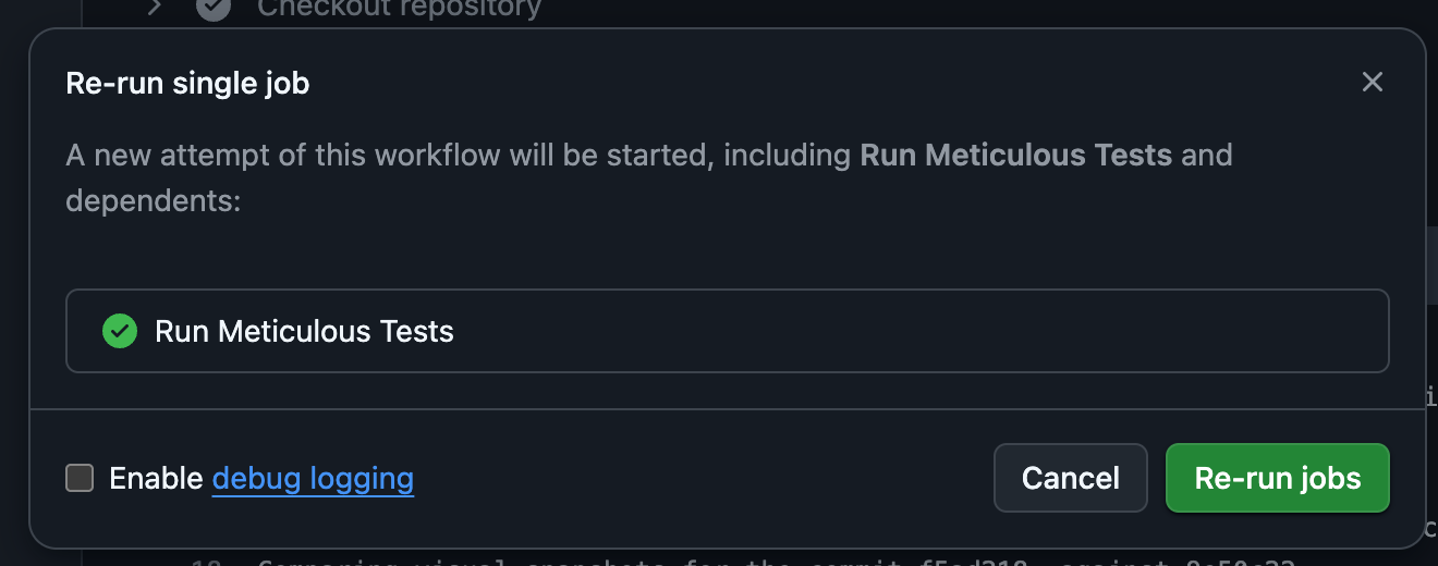 Re-run modal